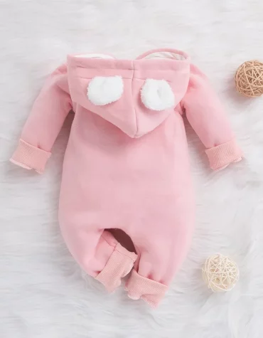 Cloud Style Hoody Long-sleeve Baby Jumpsuit Pink