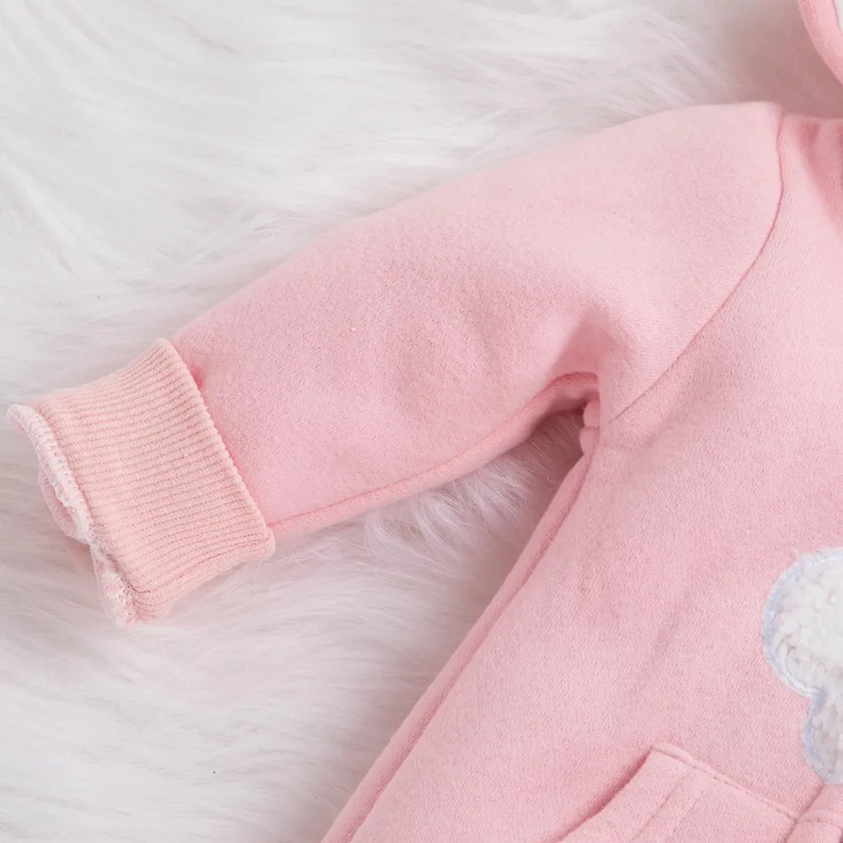 Cloud Style Hoody Long-sleeve Baby Jumpsuit Pink