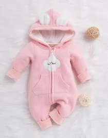 Cloud Style Hoody Long-sleeve Baby Jumpsuit Pink