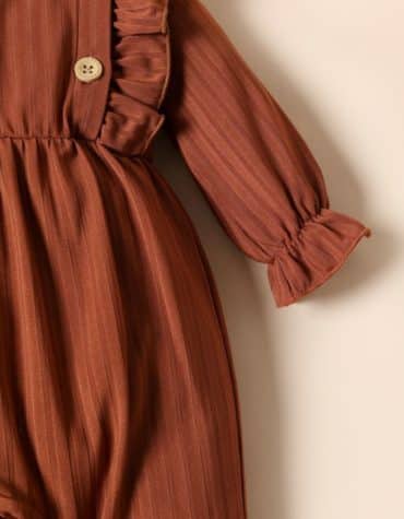Baby Girl Brown Long-sleeve Jumpsuit
