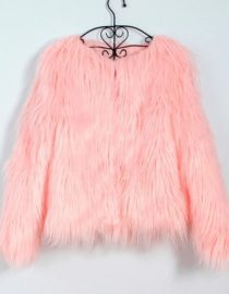 Women Winter Faux Fur Coat Solid Color Long Sleeve Fluffy Outerwear Women Jacket