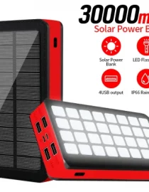 Outdoor Solar Power Bank 30000mAh Camping Light Portable Power Bank