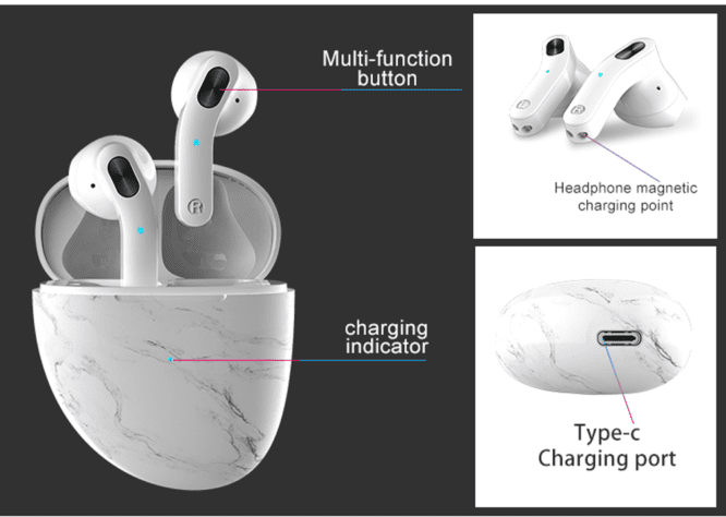 Bluetooths Earbuds With Touch Control  - Mango Cut