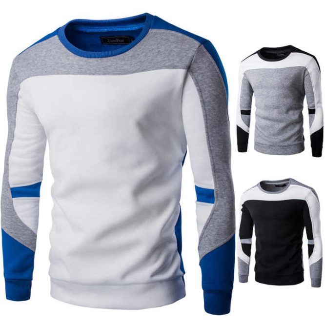 Men Long Sleeve Cotton Sweater -  Casual Sweatshirt